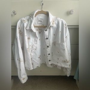 Zara White Jean Jacket